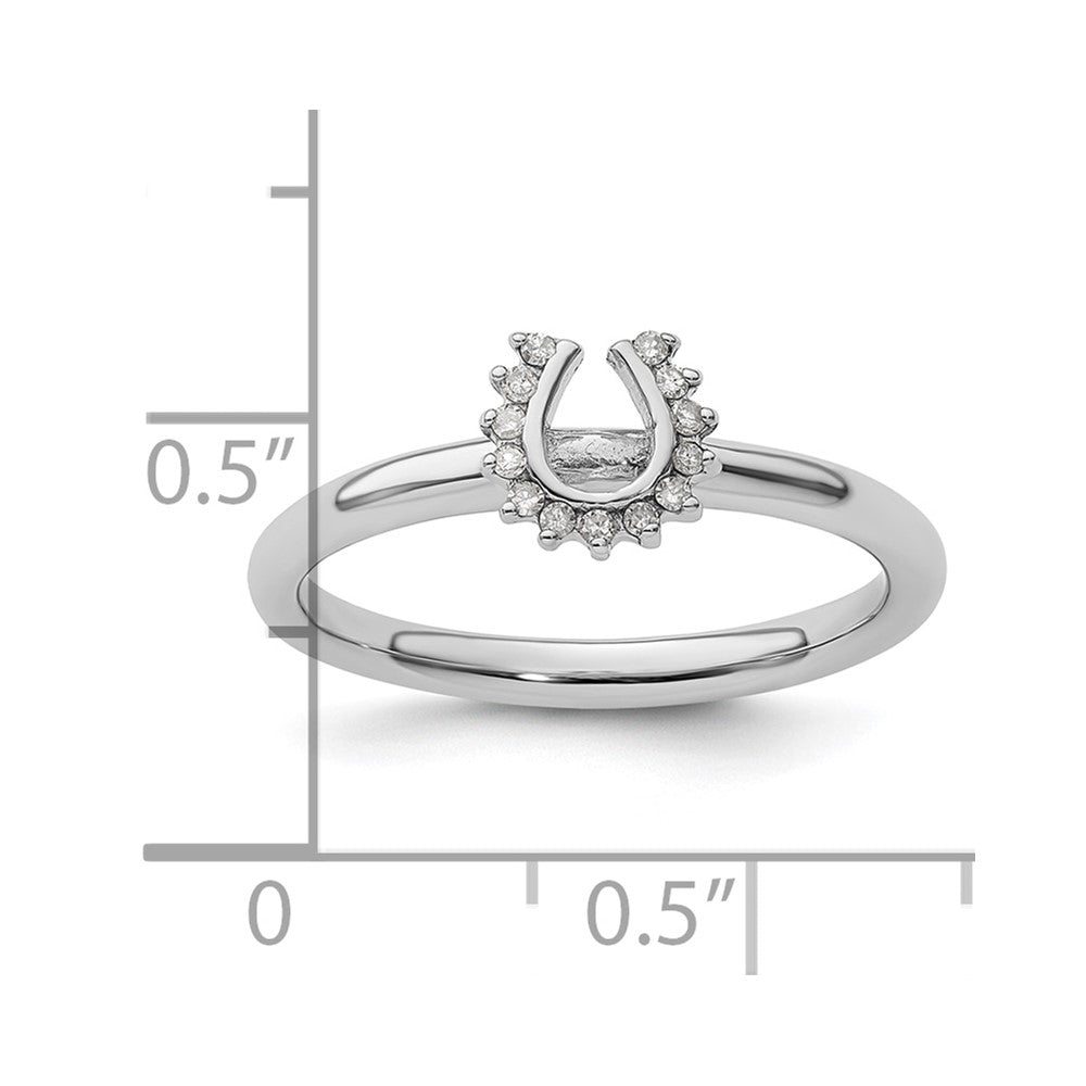 Sterling Silver Stackable Expressions Rhodium Dia. Horseshoe Ring Size -5
