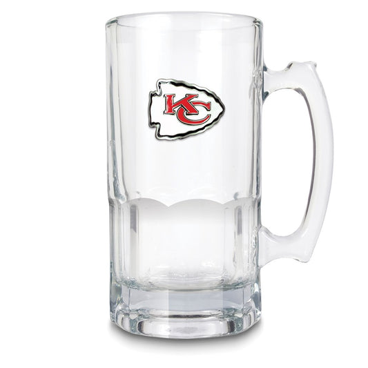 NFL Kansas City Chiefs Glass 32 ounce Macho Mug with Emblem