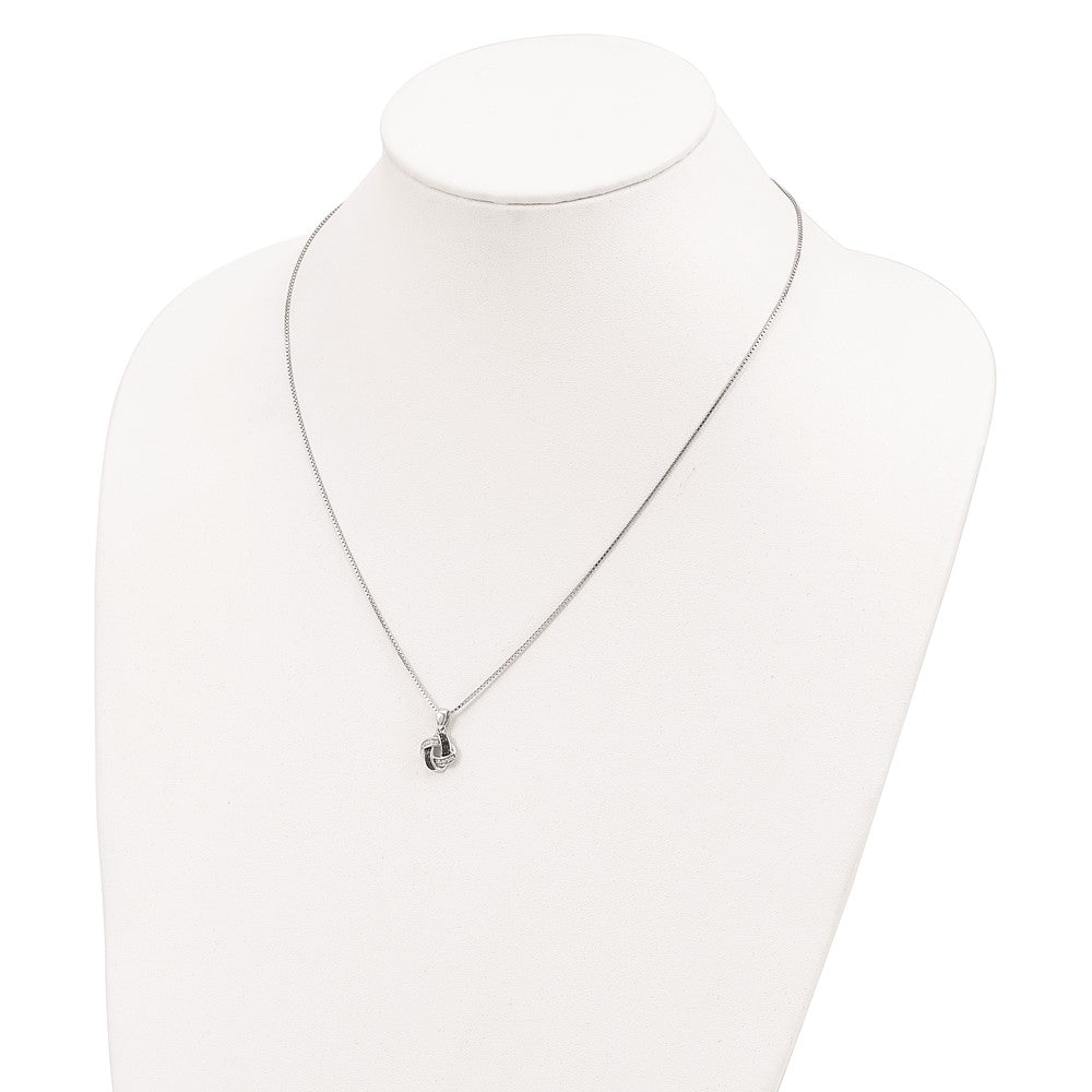 White Night Sterling Silver Rhodium-plated Black and White Diamond 18 Inch Necklace with 2 Inch Extender 18 Inches