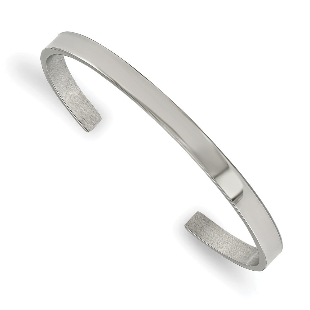 Stainless Steel Polished 5mm Cuff Bangle 6.5 inches