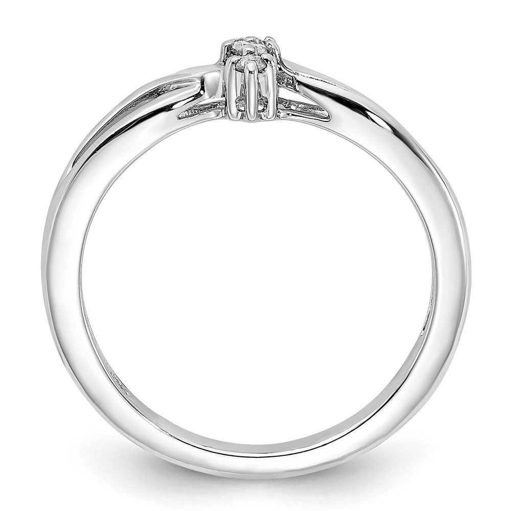 10k White Gold Polished Twisted 3 Stone Diamond Ring