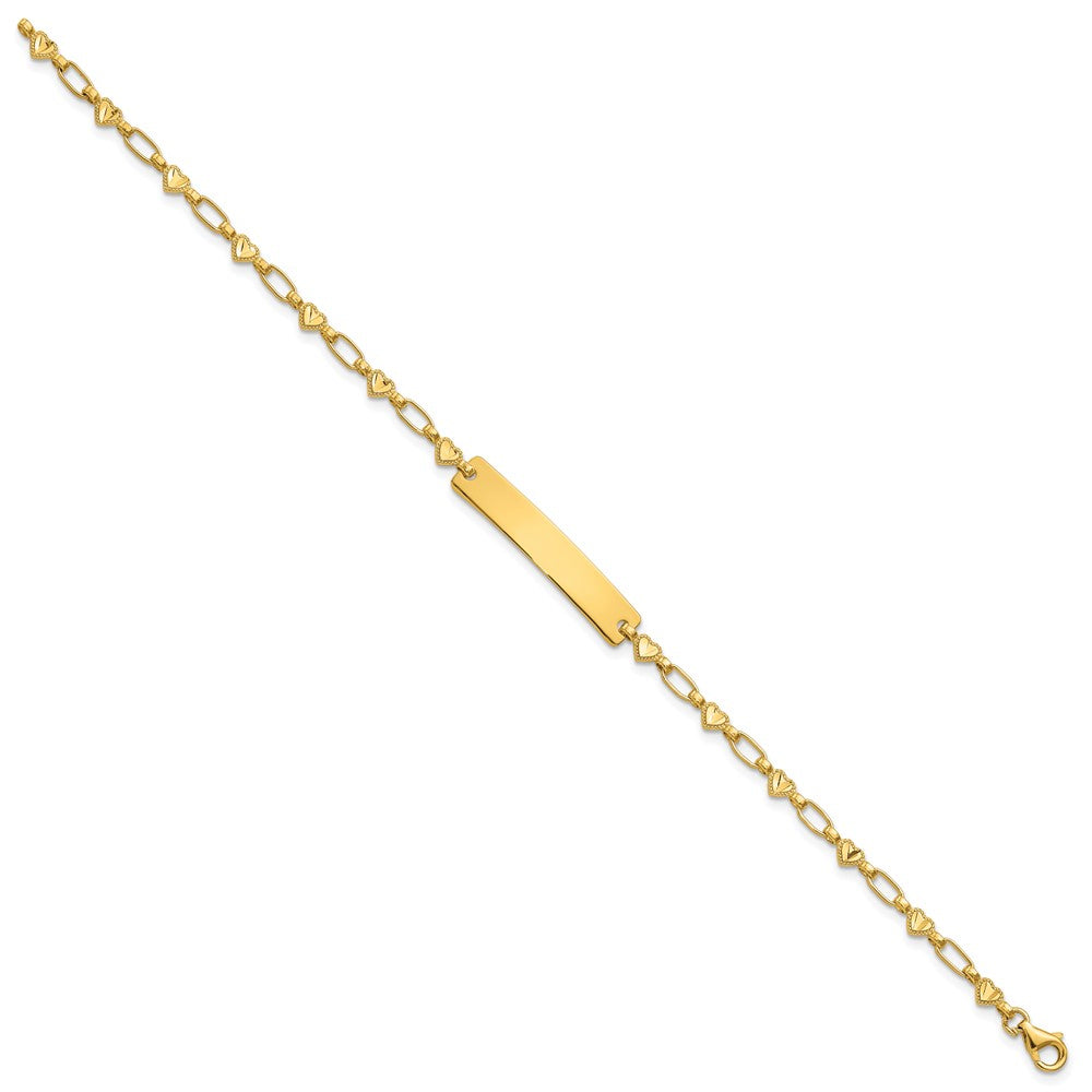 Sterling Silver Gold-tone 7.5 inch Hearts ID Bracelet