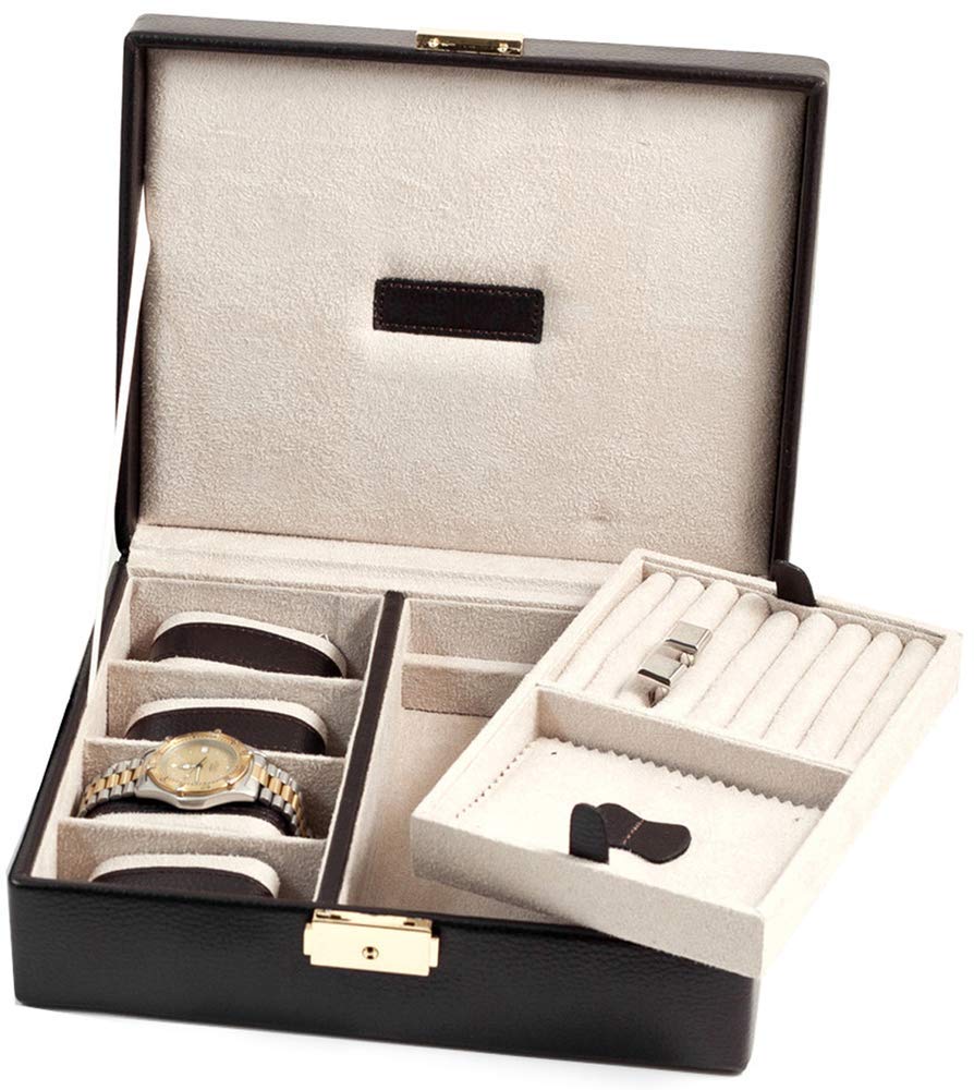 Bey-Berk 4-Watch Case  Valet | Brown Leather | BB533BRW