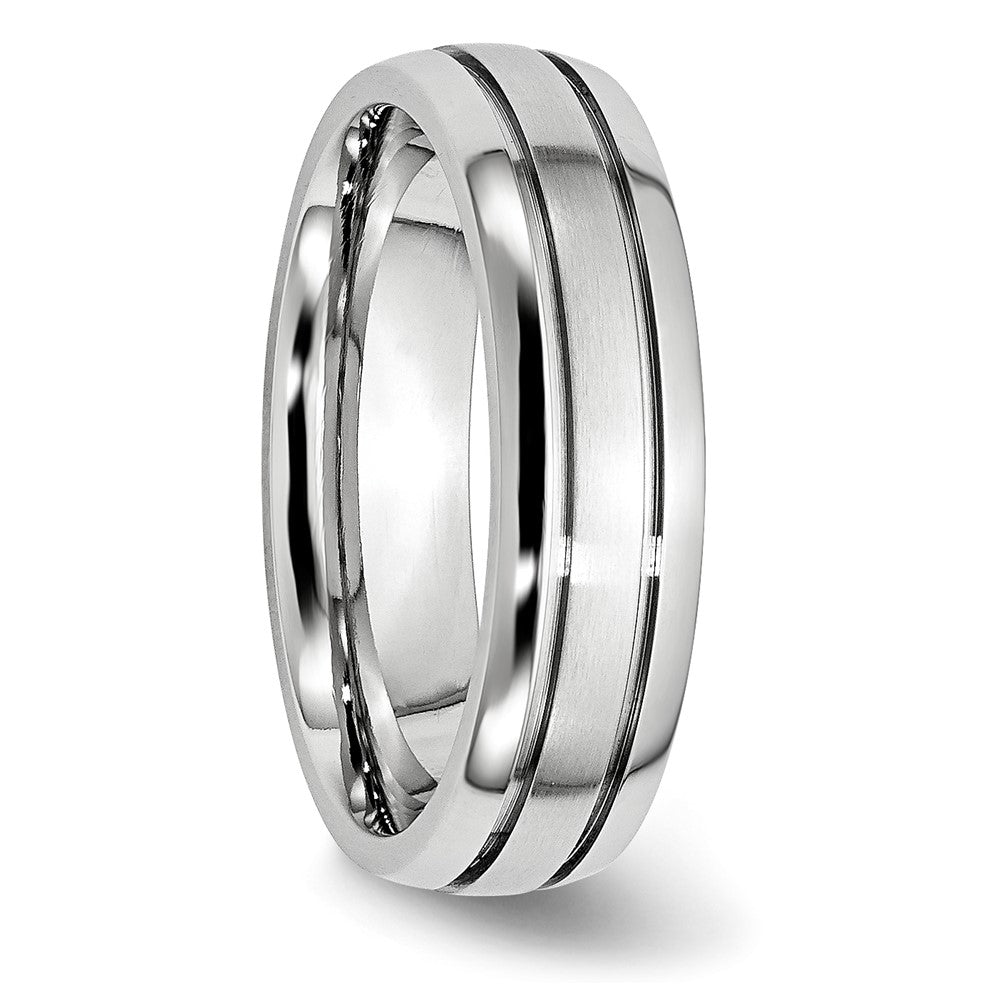Cobalt Polished and Satin Grooved 6mm Band Size - 8
