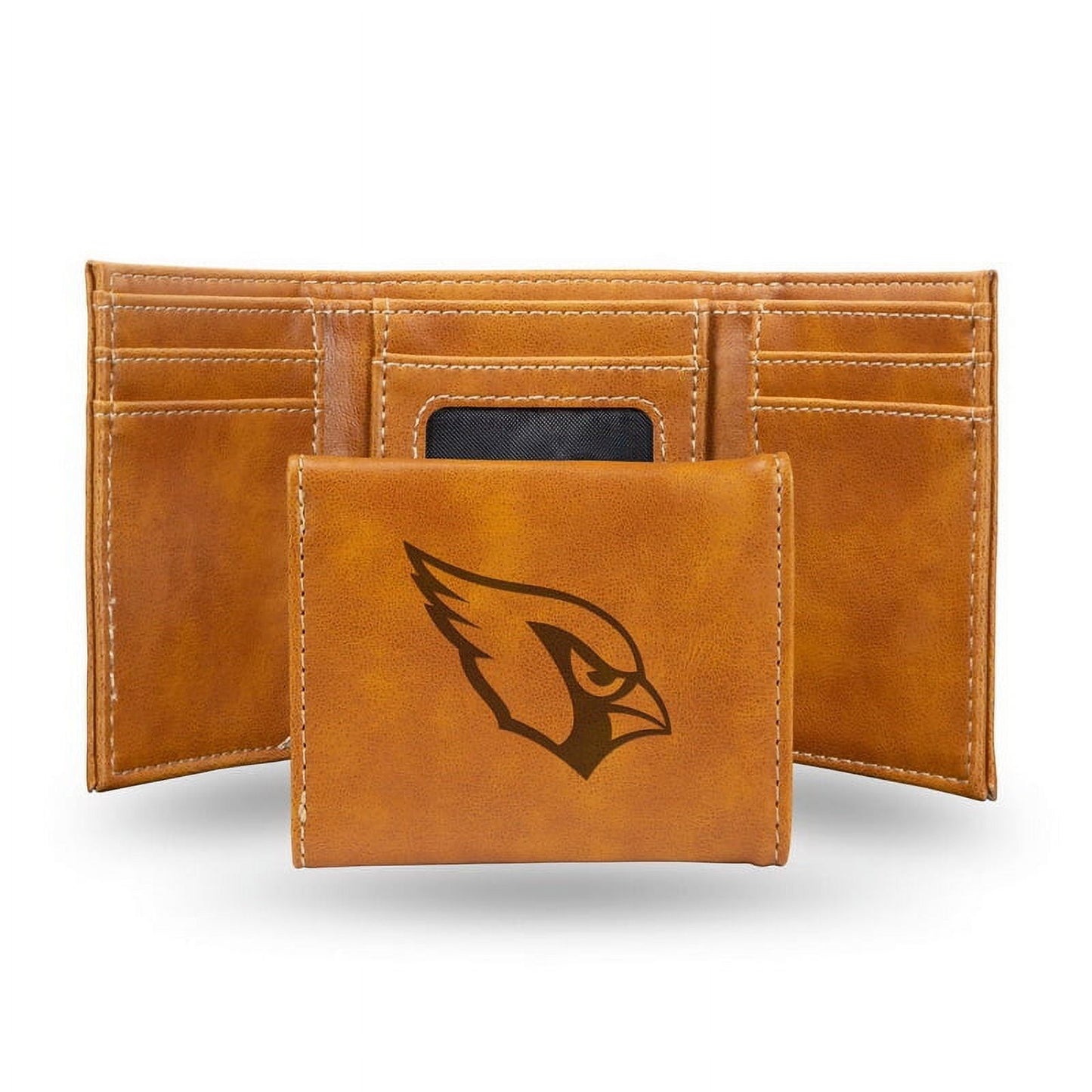 Football Rico Industries Arizona Brown Laser Engraved Trifold Laser Engraved Tri-Fold Wallet - Men's Accessory