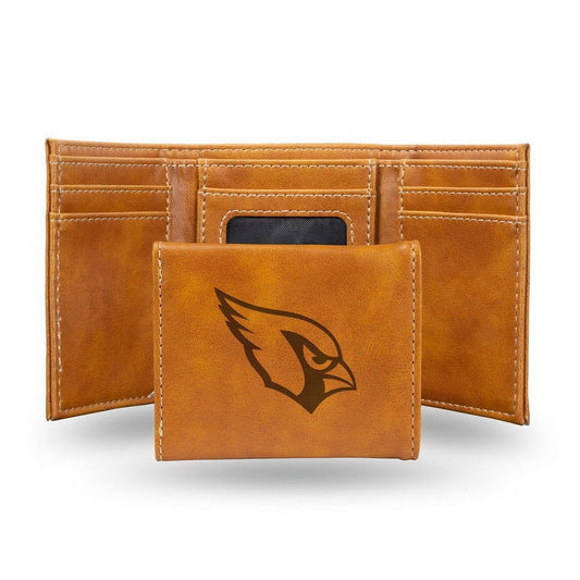 Football Rico Industries Arizona Brown Laser Engraved Trifold Laser Engraved Tri-Fold Wallet - Men's Accessory