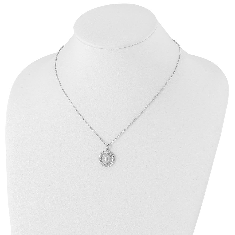 White Ice Sterling Silver Rhodium-plated 18 Inch Diamond Letter D Initial Necklace with 2 Inch Extender 18 Inches