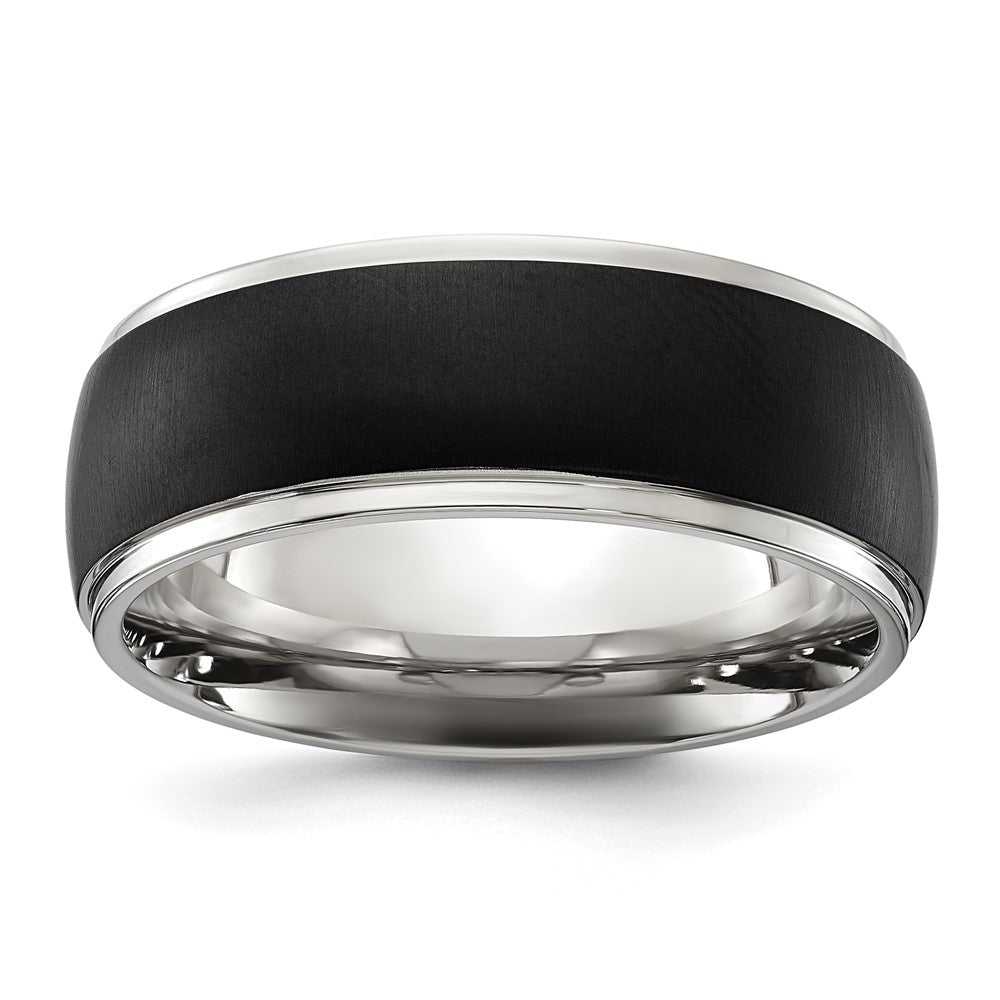 Chisel Titanium Polished with Brushed Black IP-plated Center 8mm Band Size - 11