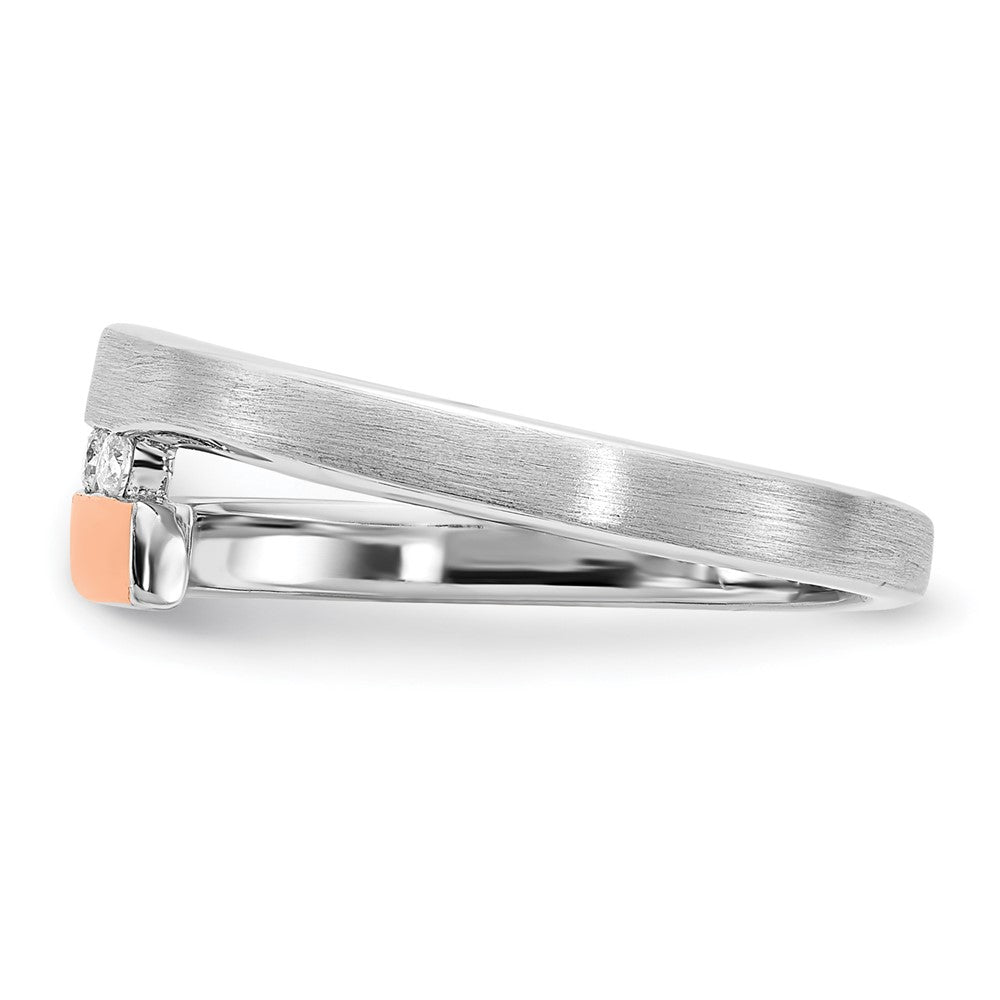 Sterling Silver RH-plated & Rose Gold-plated Diamond Bypass Ring