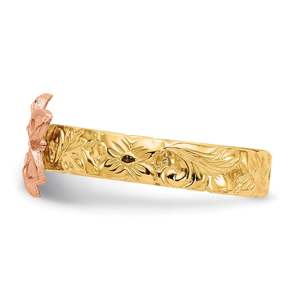 14K Two Tone Plumeria Baby Ring Size 3