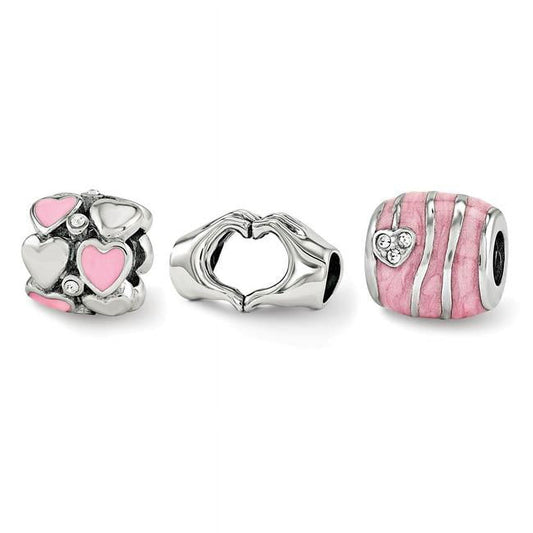 Sterling Silver Reflections Hearts of Love Boxed Bead Set