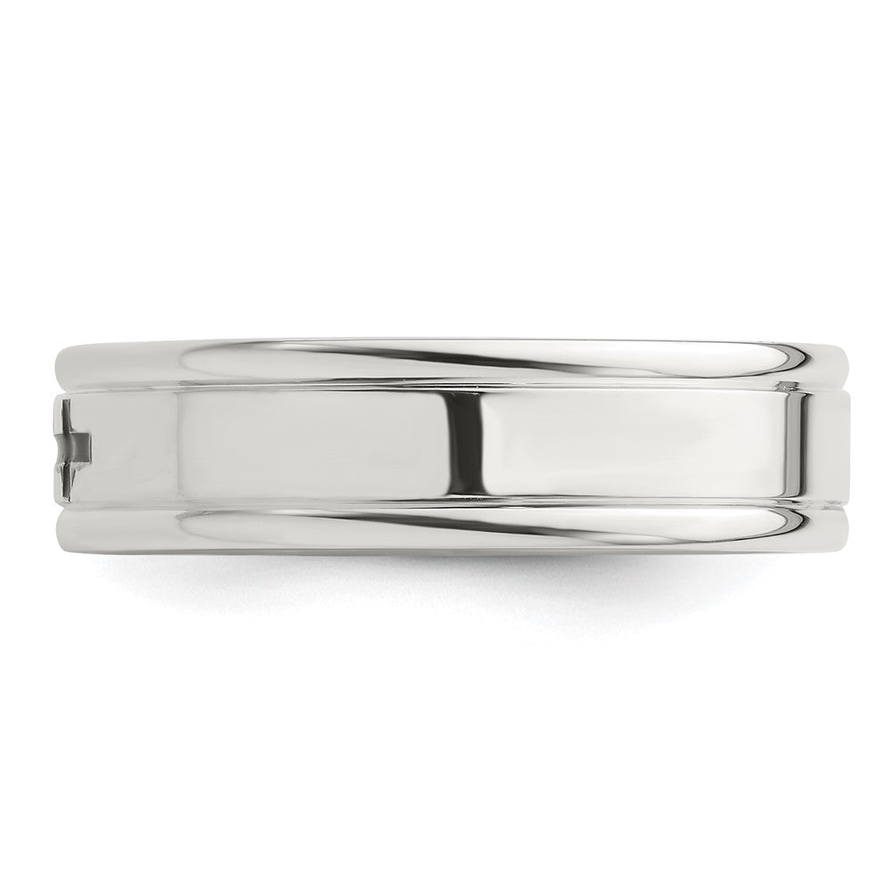 Sterling Silver 6mm Enamel Cross Fancy Band Size 11