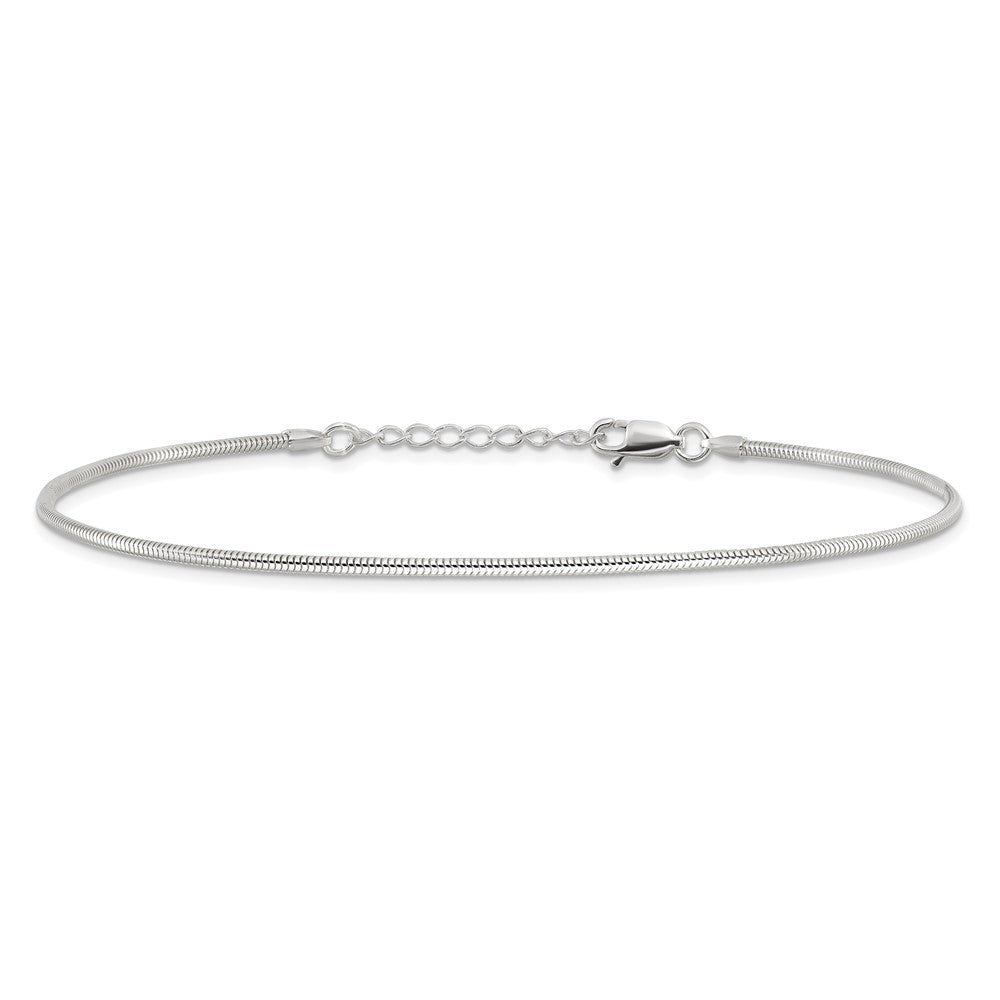 Sterling Silver 1.5mm Round Snake Chain 9in Plus 1in ext. Anklet 9 inches
