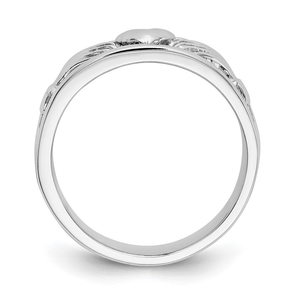 14k White Gold Claddagh Band Size 6