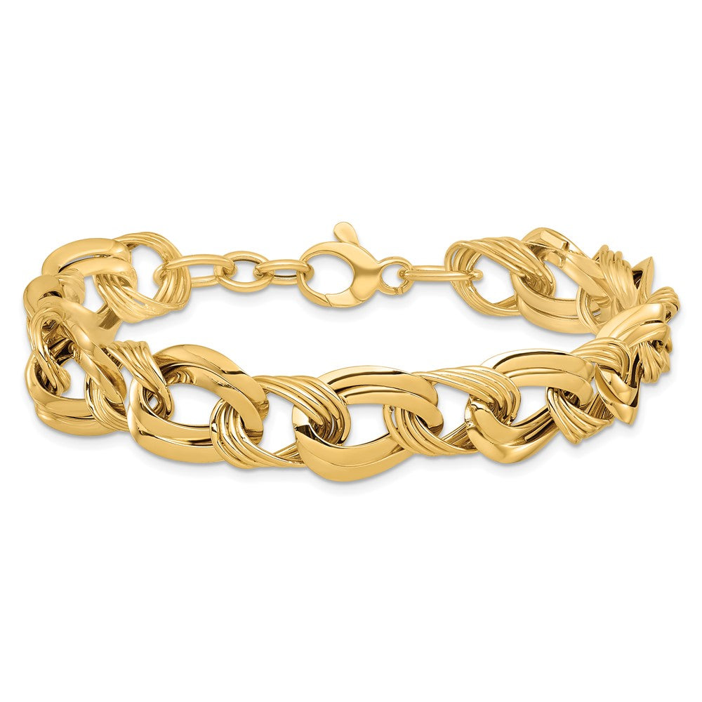 14K Polished Fancy Link Bracelet 8  inches