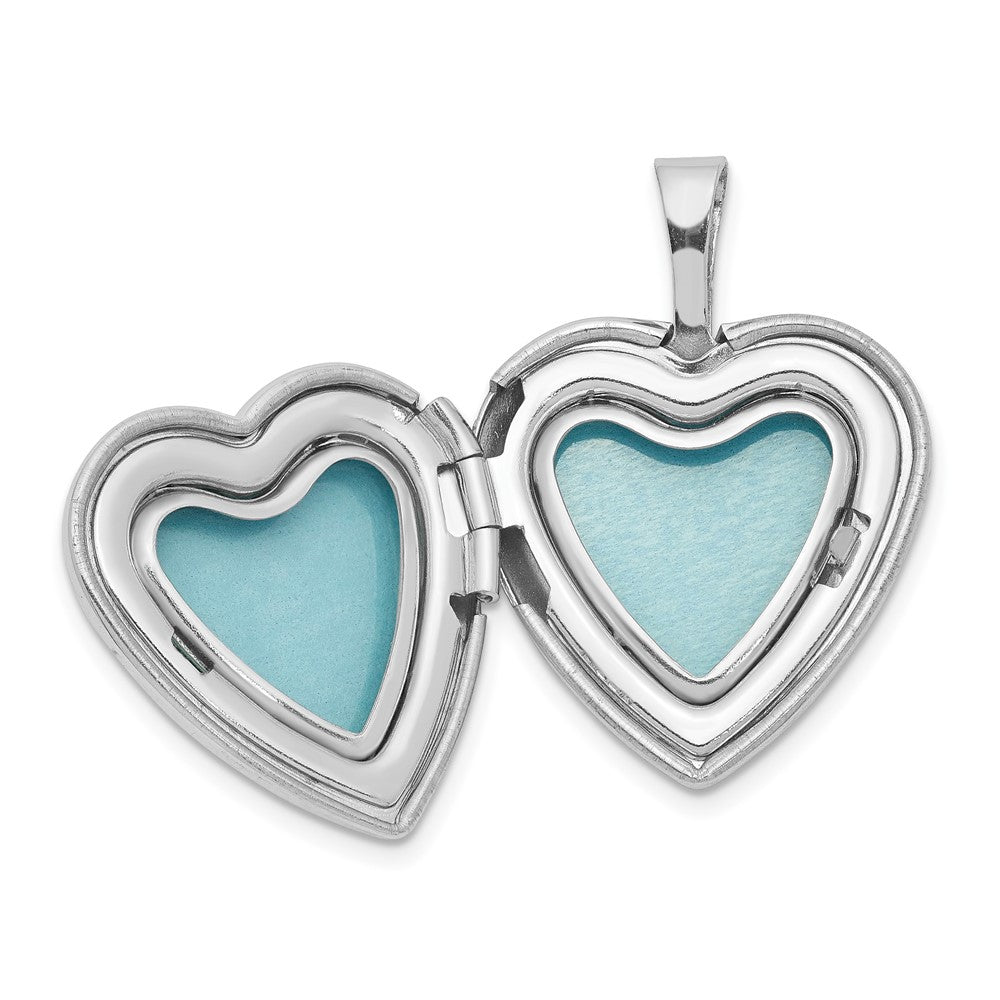 Sterling Silver Rhodium-plated 16mm Cat Heart Locket Necklace 18 Inches