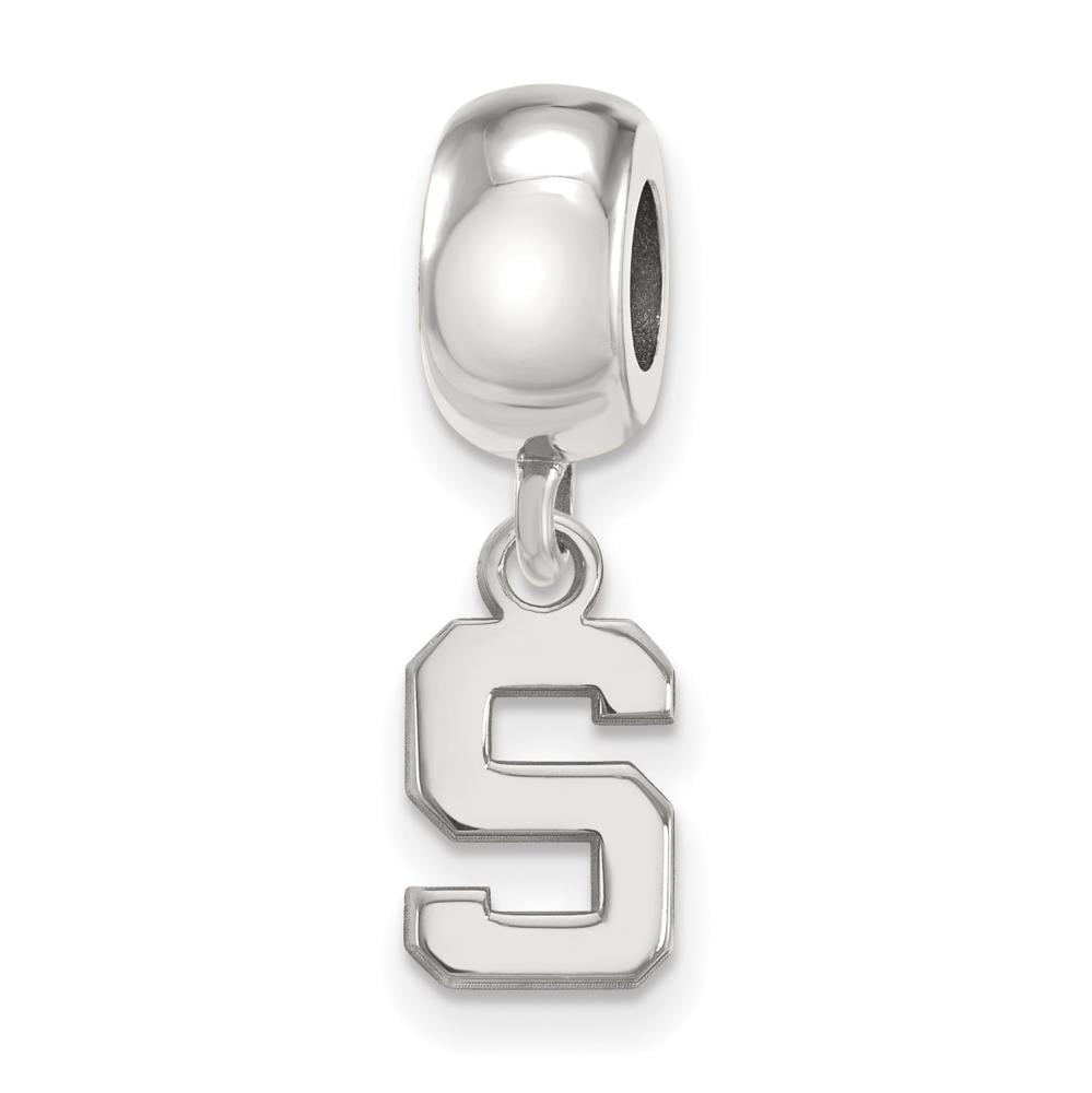 Sterling Silver Rhodium-plated LogoArt Michigan State University Letter S Extra Small Dangle Bead Charm