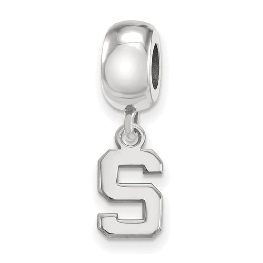 Sterling Silver Rhodium-plated LogoArt Michigan State University Letter S Extra Small Dangle Bead Charm