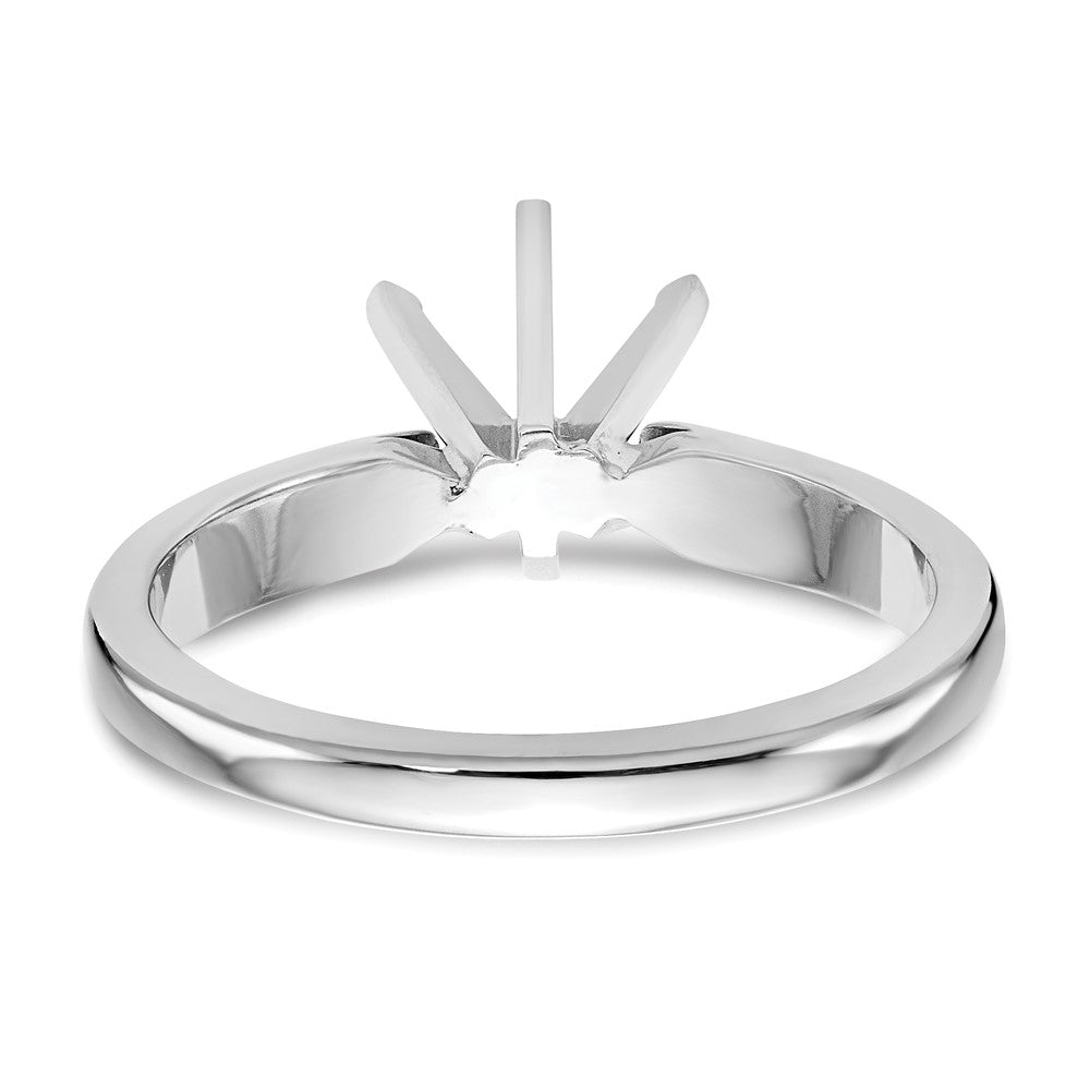 14k White Gold 1.5 carat Medium-Weight High Shoulder Airline Half-Round 6-Prong Round Solitaire Ring Mounting