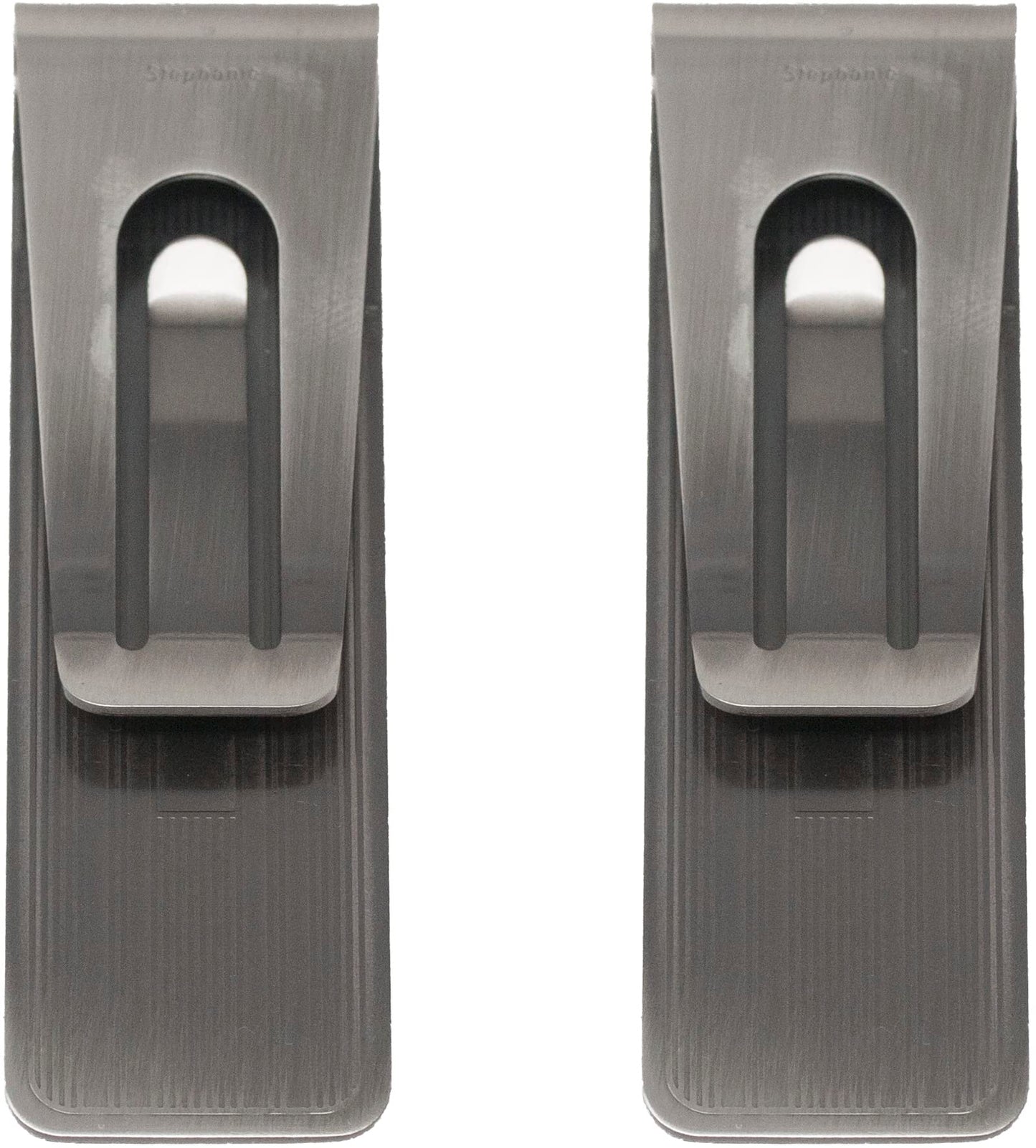 Set of 2 Chrome-Plated Slim Stainless Steel Money Clips in Antique Brass (Parallel Lines)