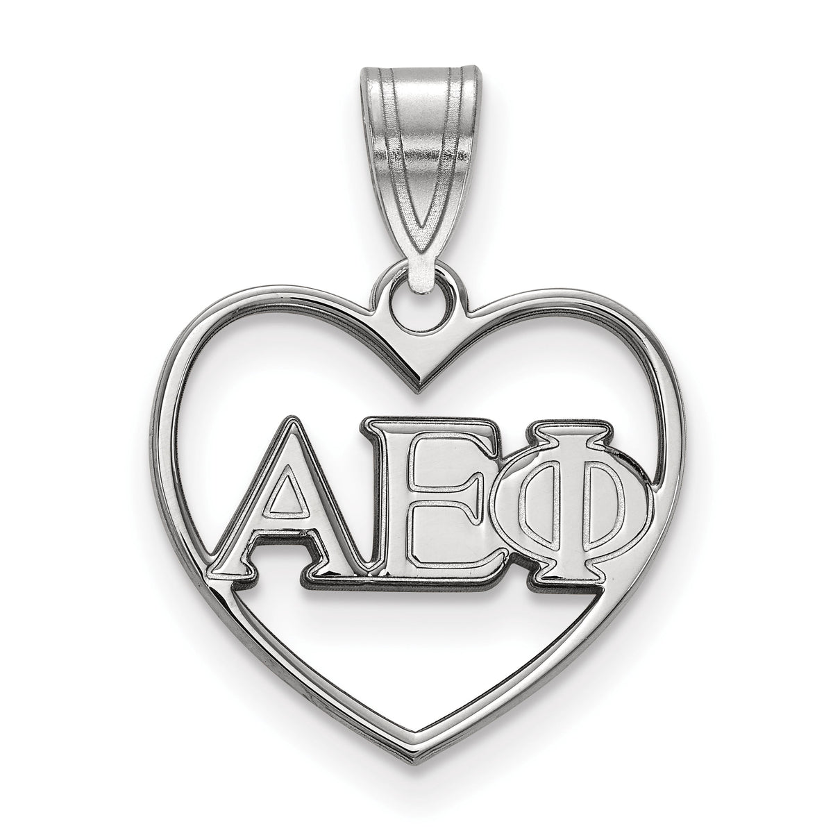 Sterling Silver Official Licensed Greek Sororities Alpha Epsilon Phi Heart Pendant