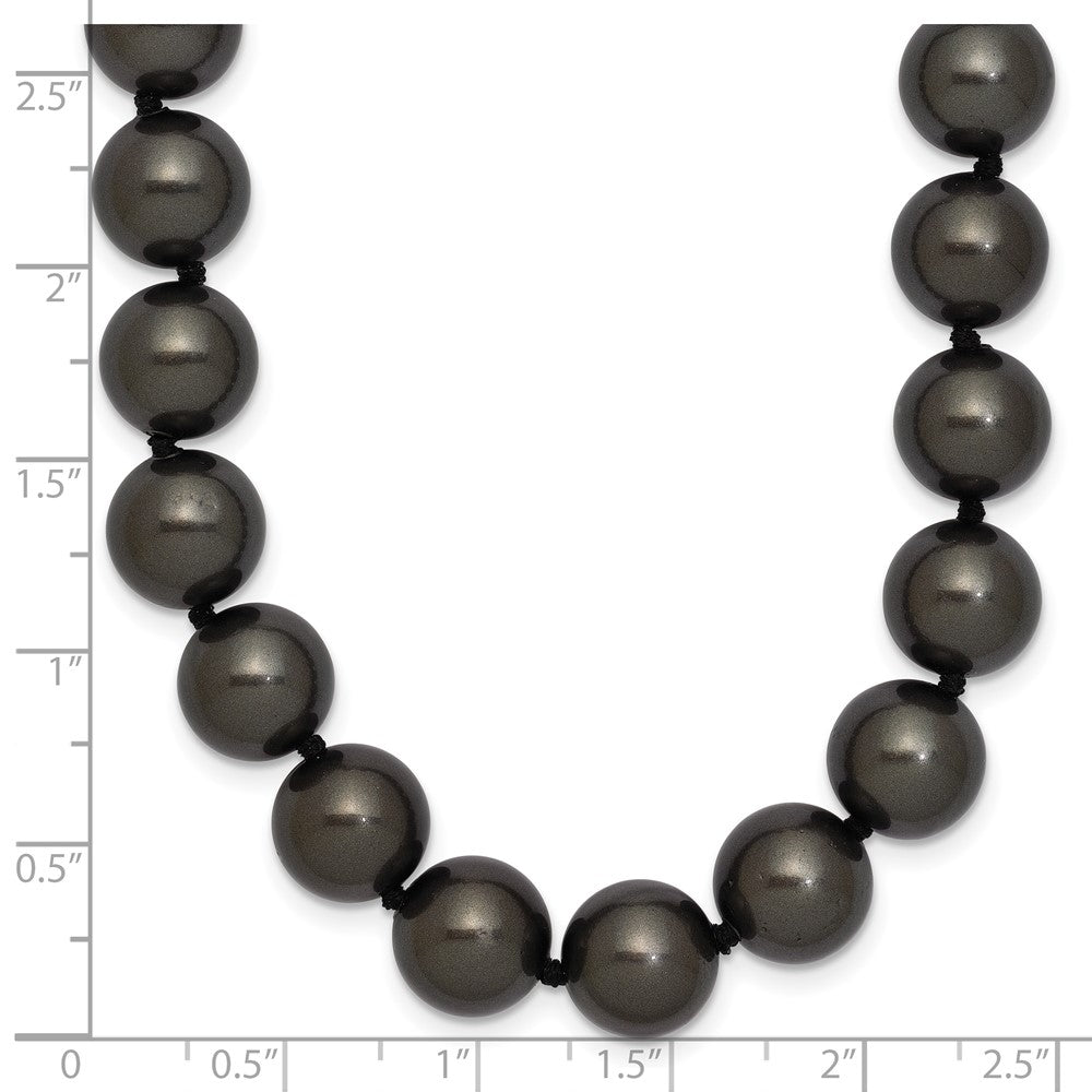 Majestik Sterling Silver Rhodium-plated 10-11mm Black Imitation Shell Pearl Hand-knotted Necklace 18 Inches