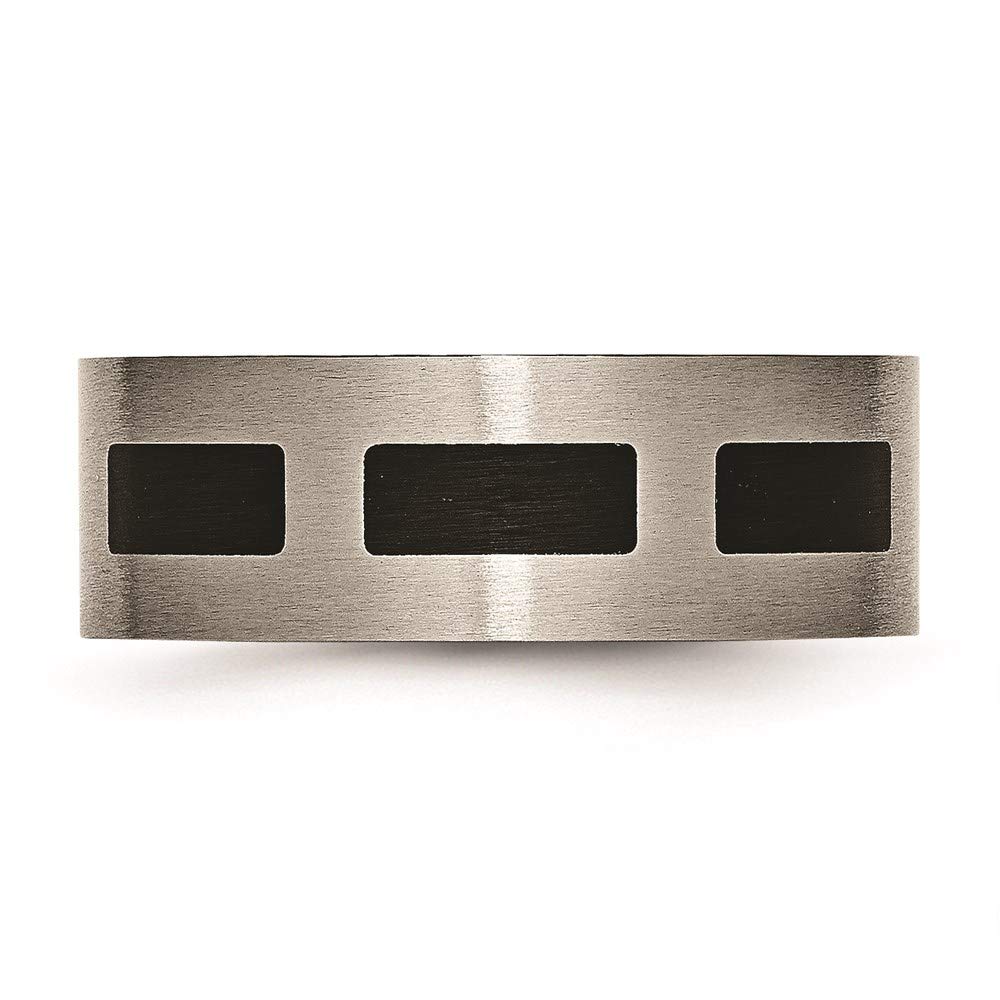 Titanium Brushed with Black Rubber 8mm Flat Band Size - 6