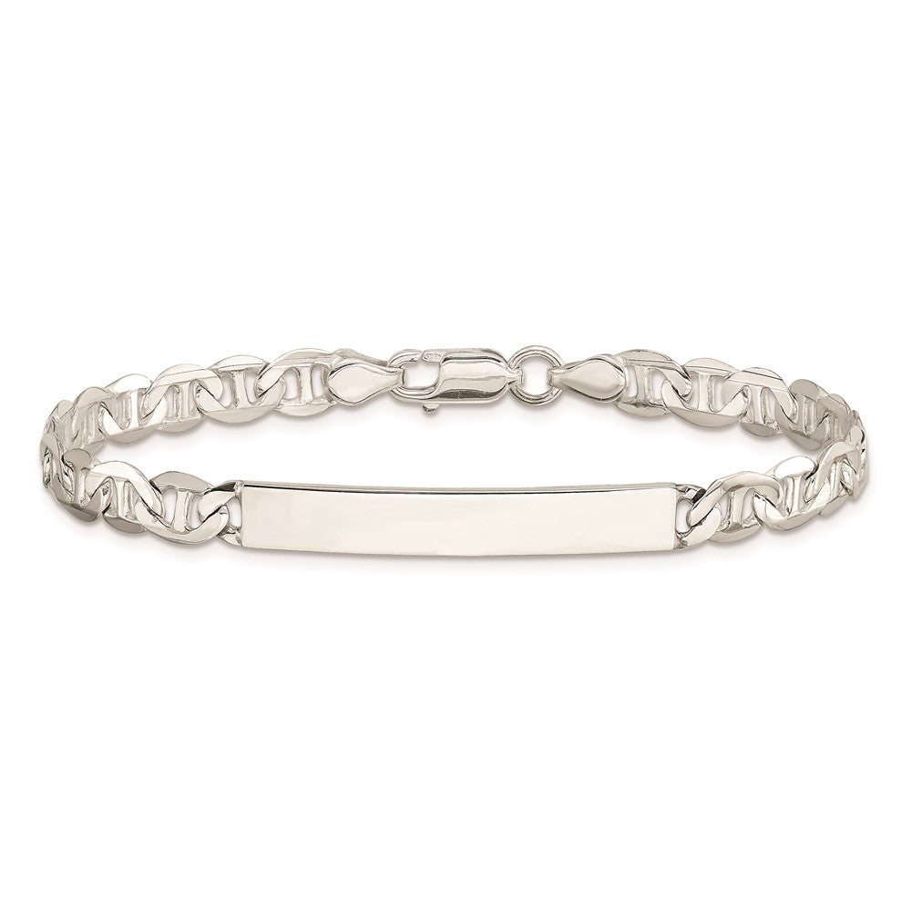 Sterling Silver Polished Engraveable Anchor Link ID Bracelet 7 inches