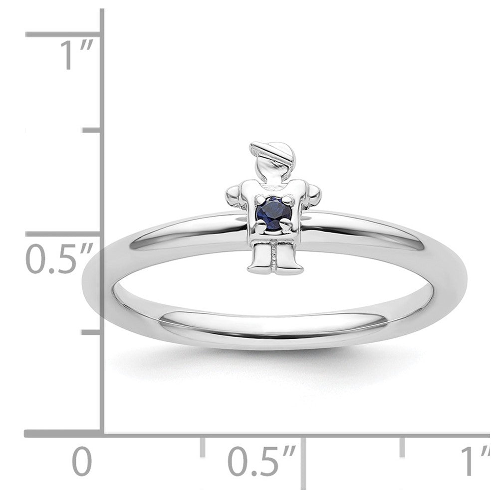 Sterling Silver Stackable Expressions Rhodium Cr. Sapp Boy Ring