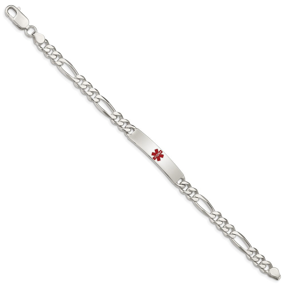 Sterling Silver Polished Medical Figaro Anchor Link ID Bracelet 7.5 inches
