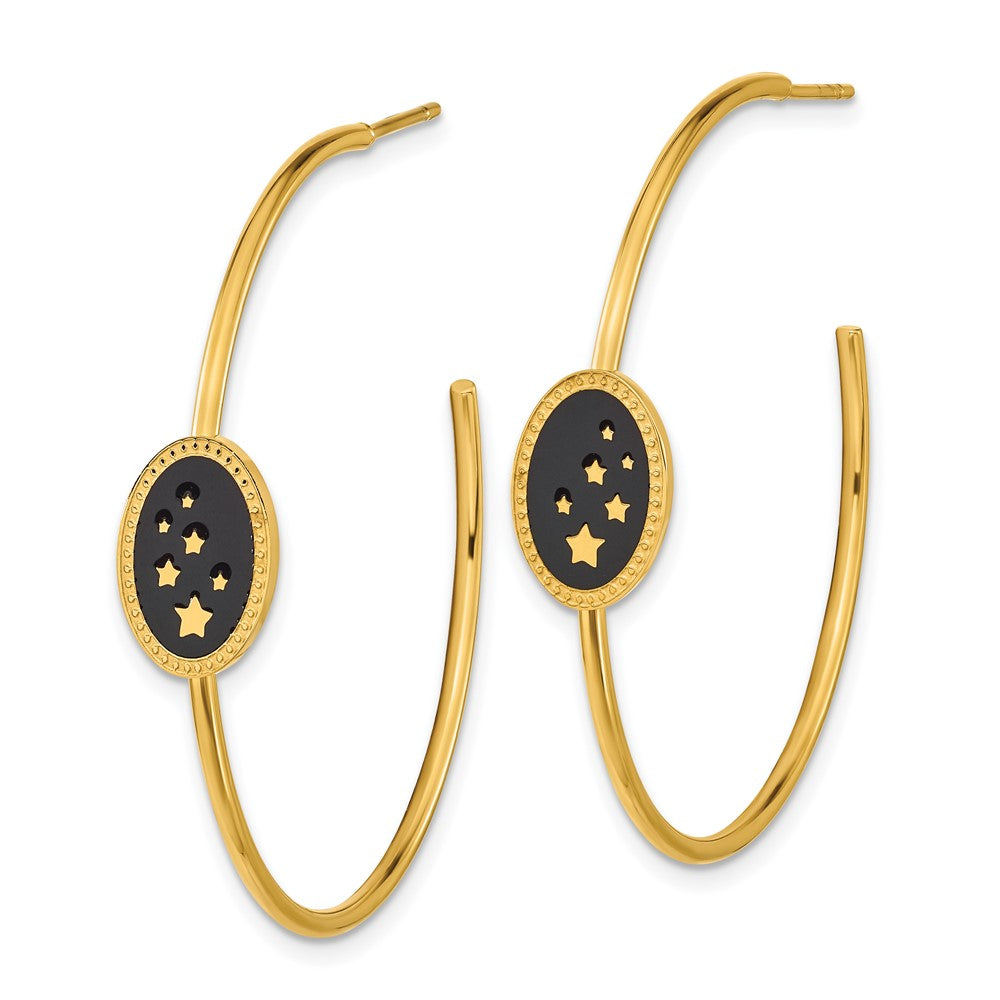 Stainless Steel Polished Yellow IP-plated Enameled Stars Earrings