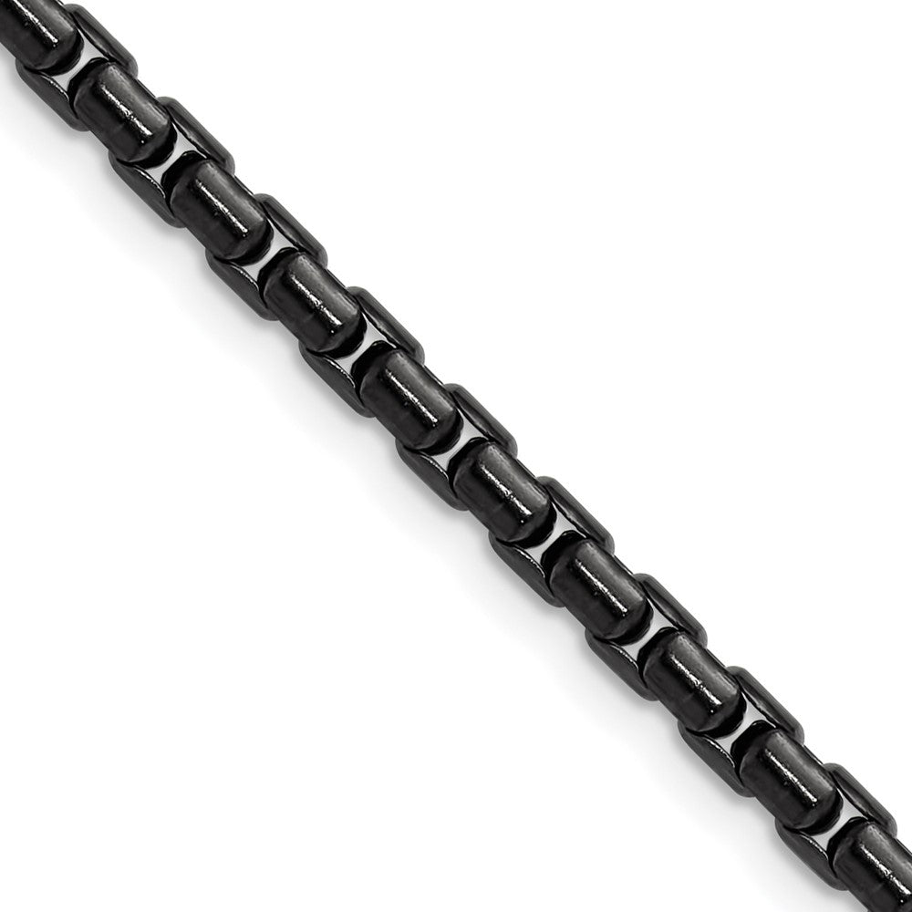 Chisel Stainless Steel Polished Black IP-plated 3.5mm 18 inch Elongated Round Box Chain