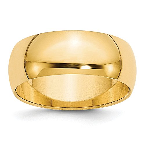 14k Yellow Gold 8mm Half-Round Wedding Band Size 5.5