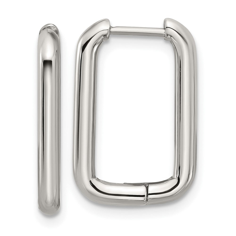 Stainless Steel Polsihed 2.5mm Square Hinged Hoop Earrings