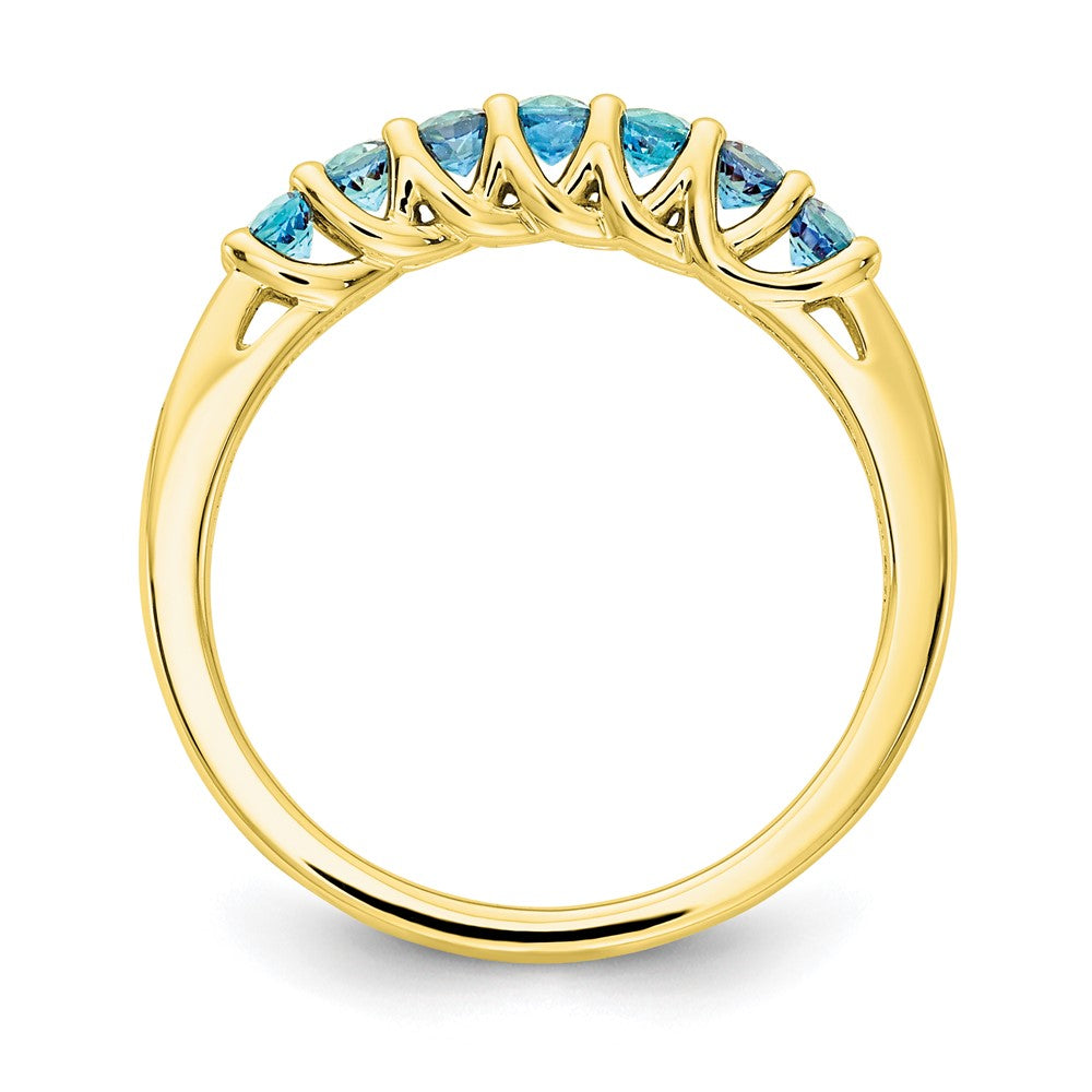 10k Yellow Gold Blue Topaz & Diamond Ring