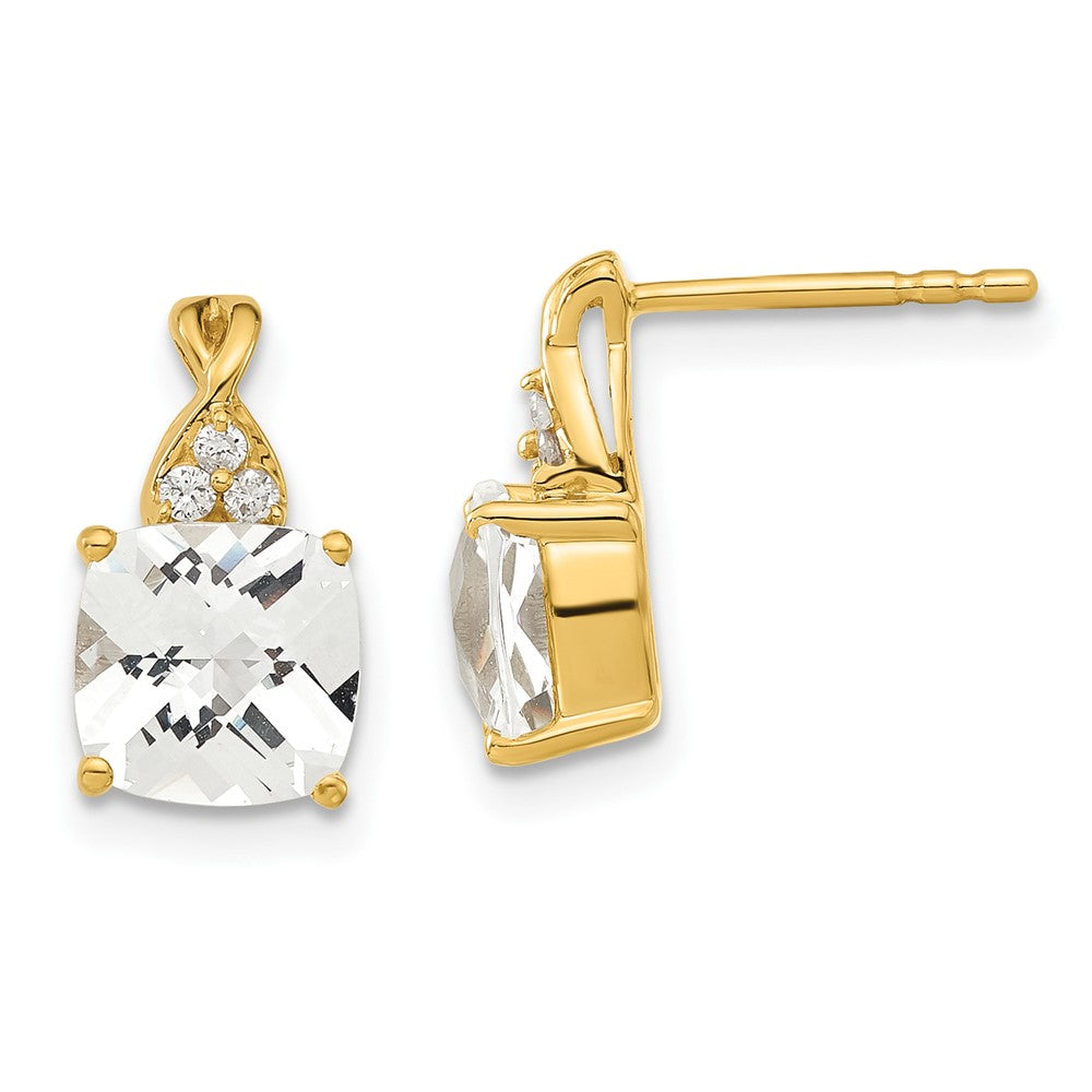 14ky Synthetic White Topaz & Diamond Earrings