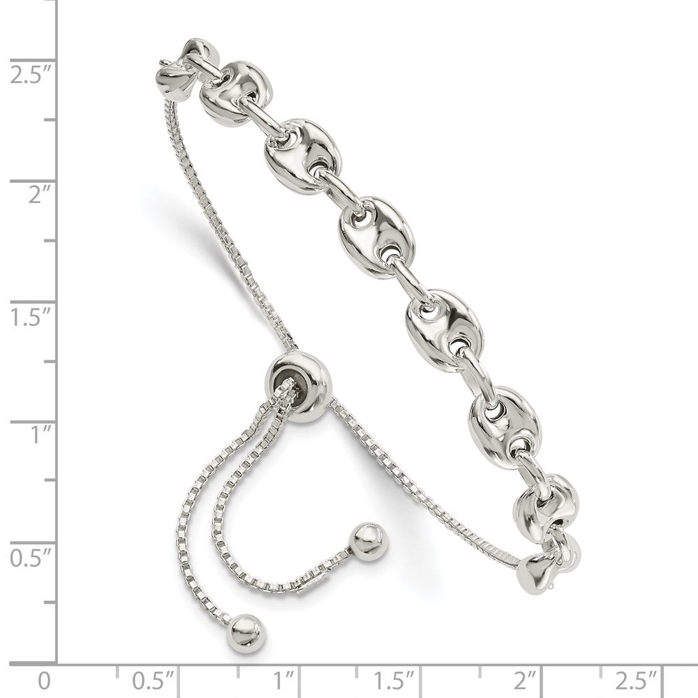 Sterling Silver Polished Link Adjustable Bracelet 9 inches
