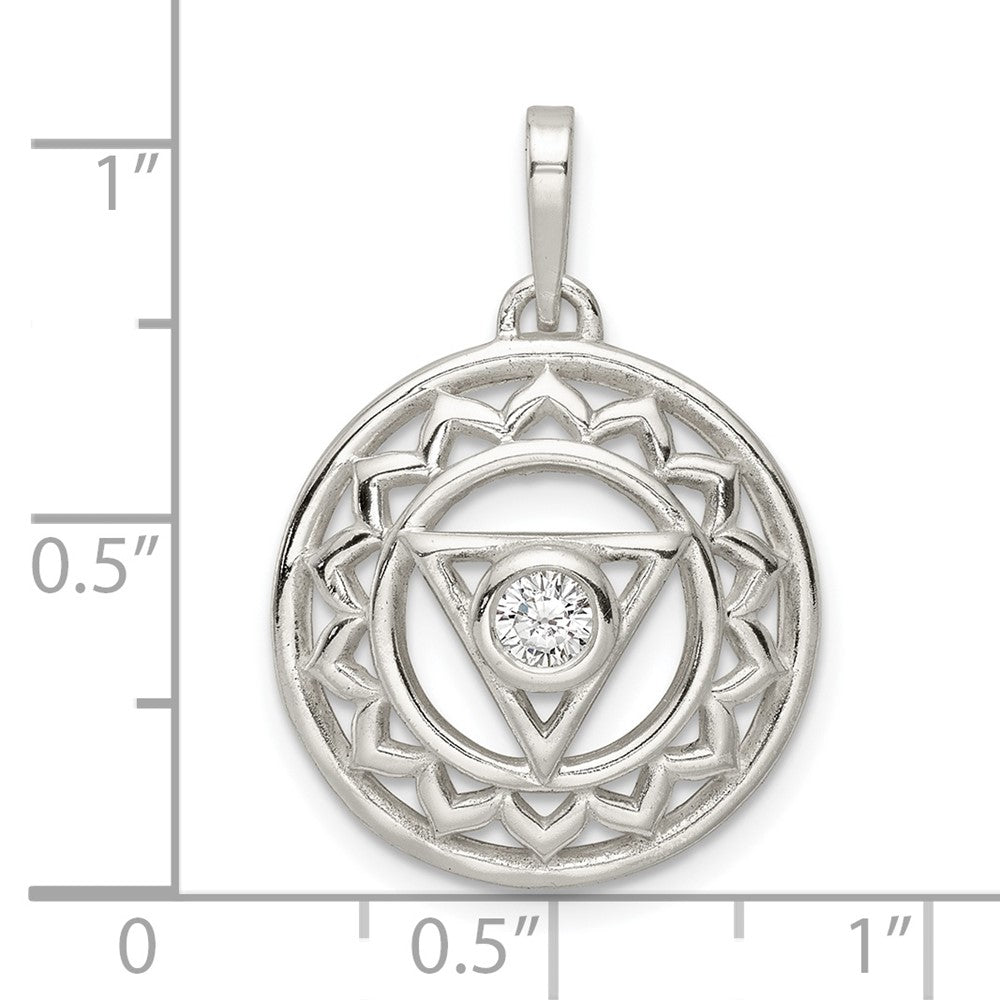 Sterling Silver CZ Throat Chakra Filigree Pendant