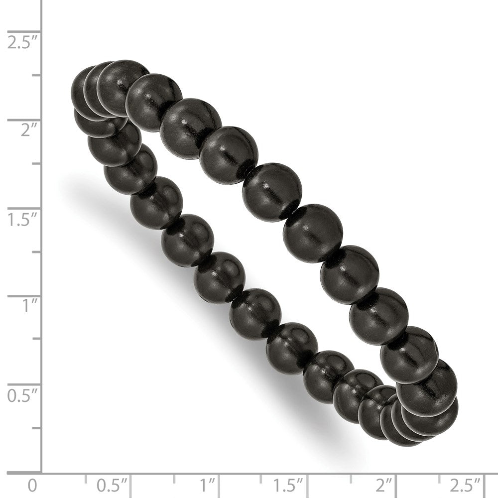 Stretch Bead Black Wood Bracelet 7 inches