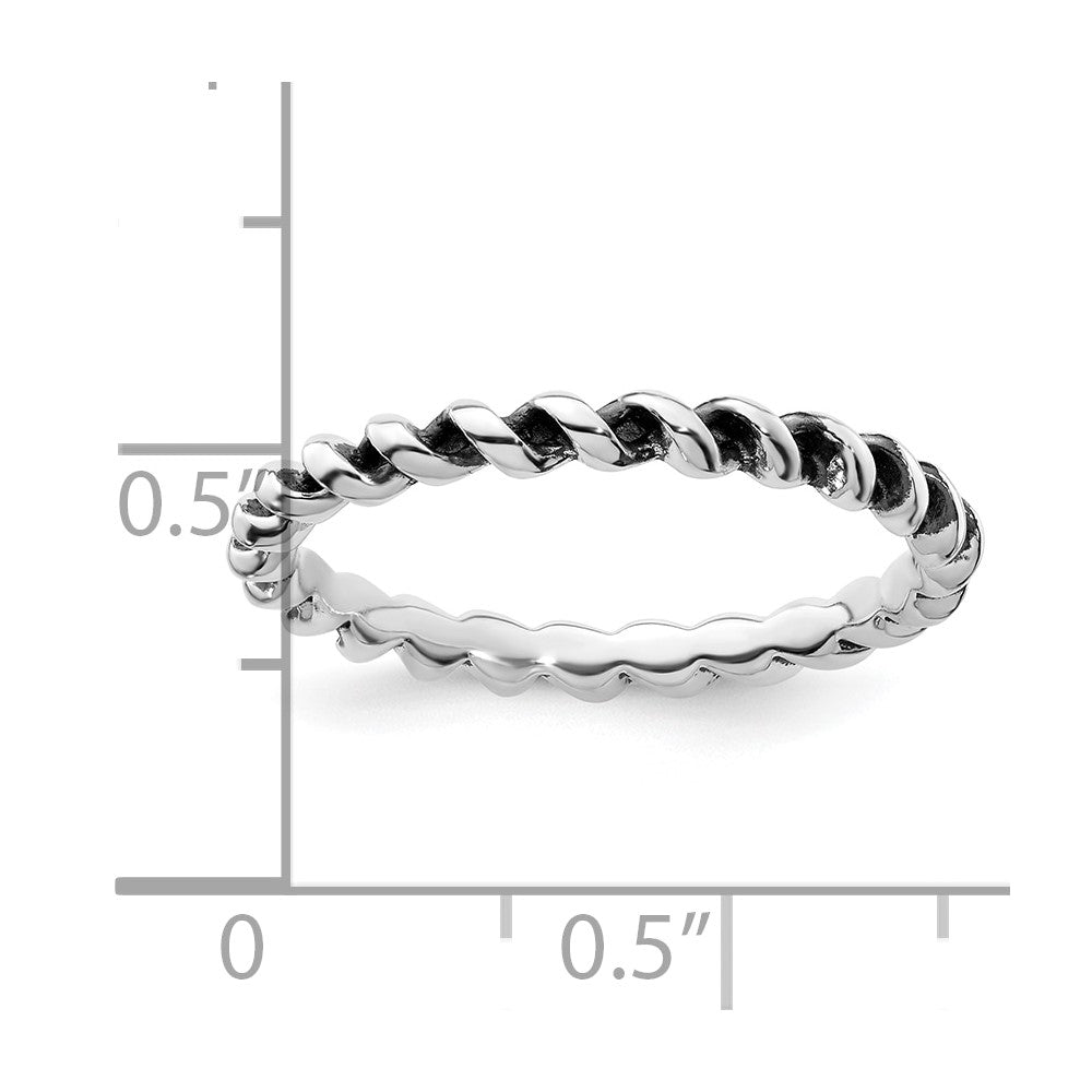 Sterling Silver Stackable Expressions Antiqued Ring Size -7
