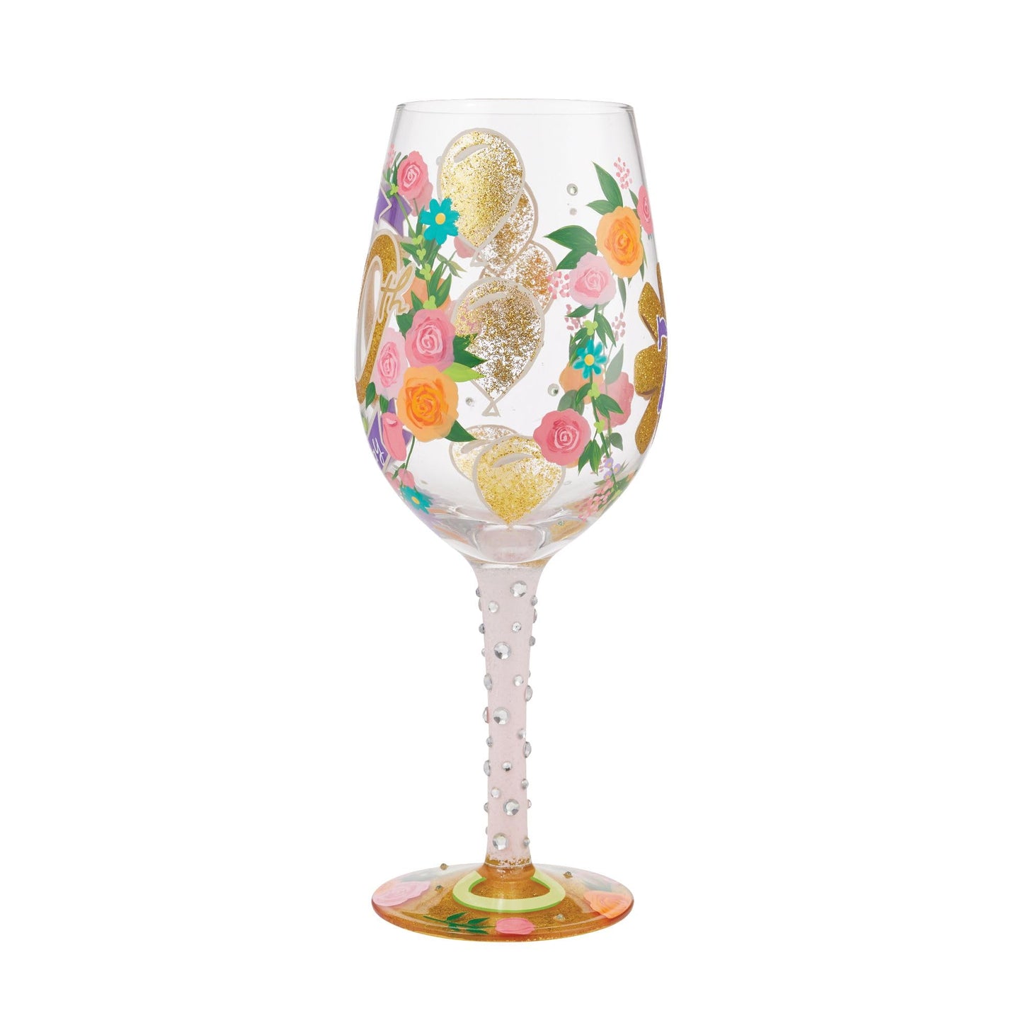 Enesco Lolita Happy 70th Birthday Hand Painted Multicolor Wine Glass 15fl oz