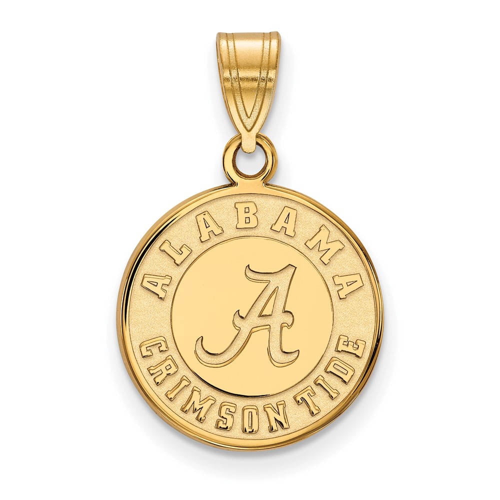 Sterling Silver Gold-plated LogoArt University of Alabama Crimson Tide Medium Disc Pendant QGP086UAL