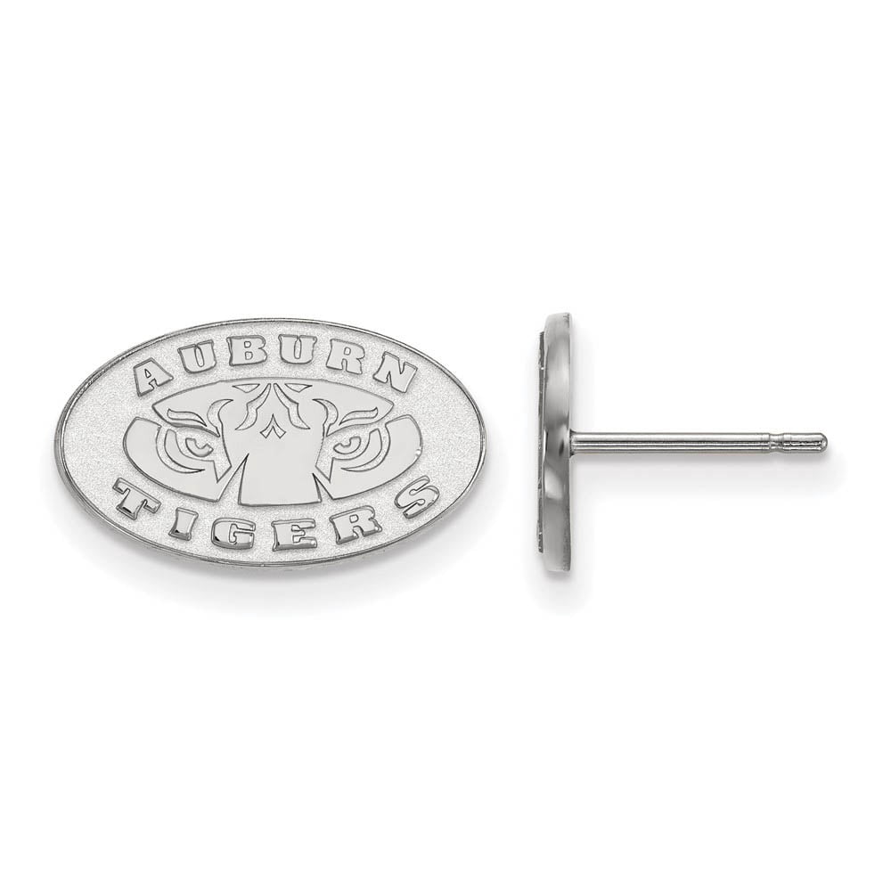 Sterling Silver Rhodium-plated LogoArt Auburn Tigers Extra Small Post Earrings Q-SS049AU