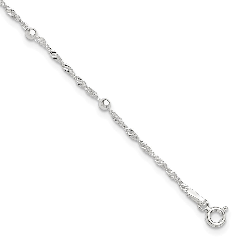 Sterling Silver 10in Plus 1in ext. Anklet 10 inches
