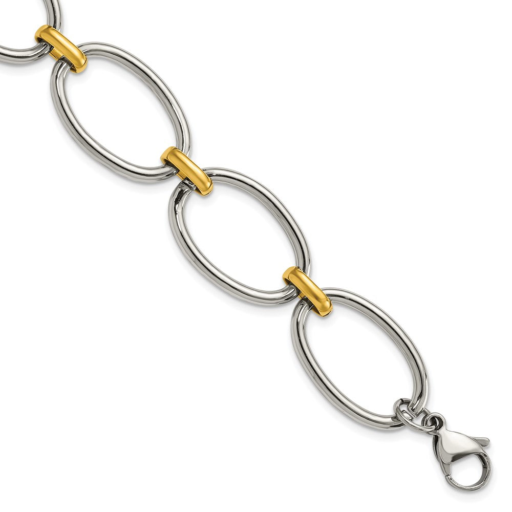 Stainless Steel Polished Yellow IP-plated Open Link w/1in ext. 7.5in Bracel 7.25 inches