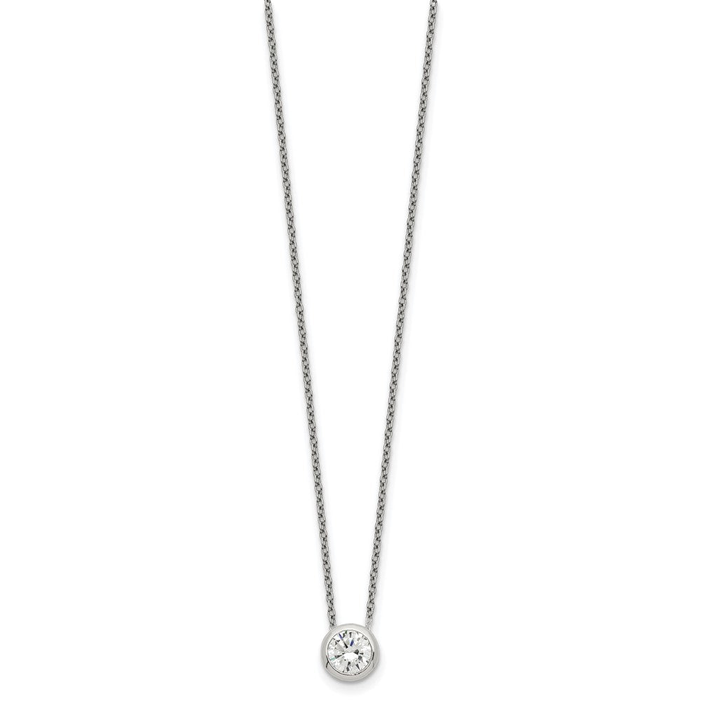 Sterling Silver Bezel 8mm CZ Necklace 16 Inches