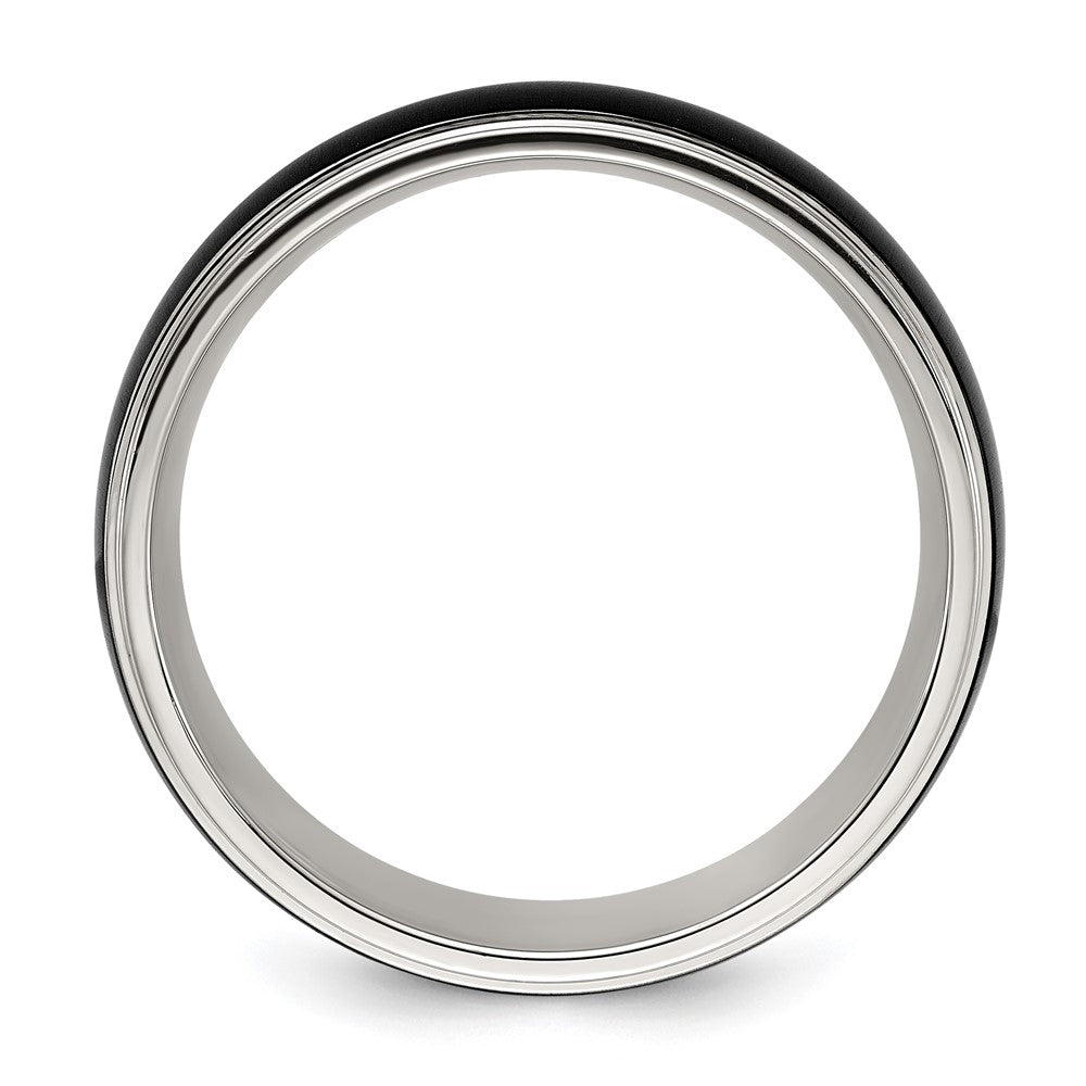 Chisel Stainless Steel Polished with Brushed Black IP-plated Center 8mm Band Size - 10.5