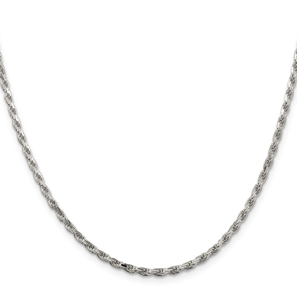 Sterling Silver 2.5mm Diamond-cut Rope Chain 18 Inches