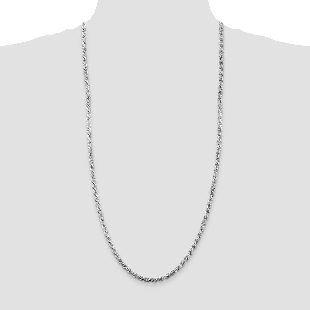 Sterling Silver Rhodium-plated 4.25mm Diamond-cut Rope Chain 30 Inches