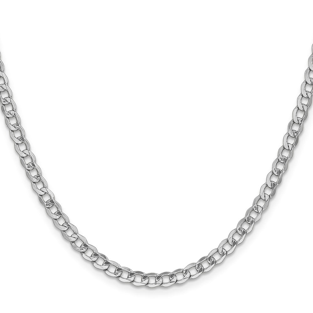 14K White Gold 26 inch 4.3mm Semi-Solid Curb with Lobster Clasp Chain